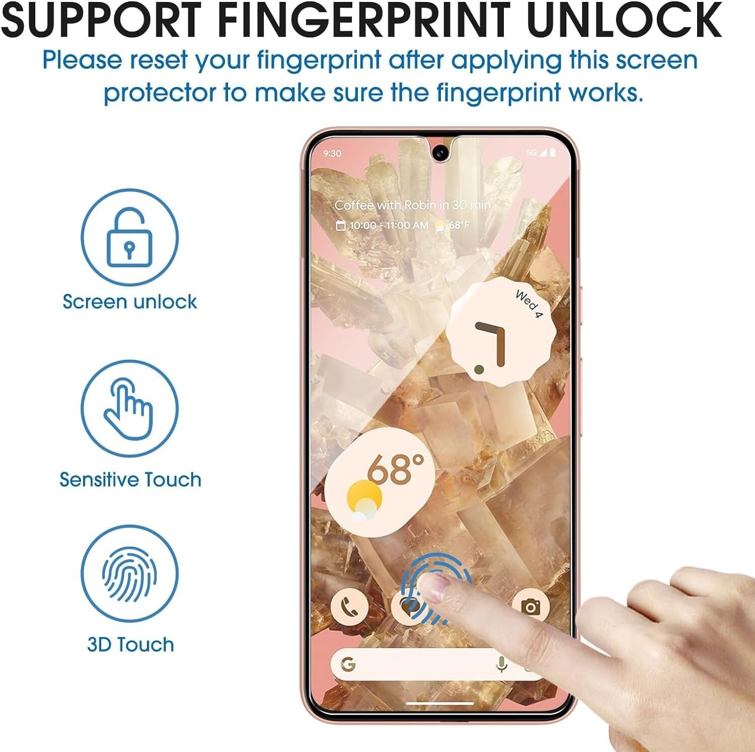 amFilm 3+1 Pack for Google Pixel 8 Screen Protector Tempered Glass