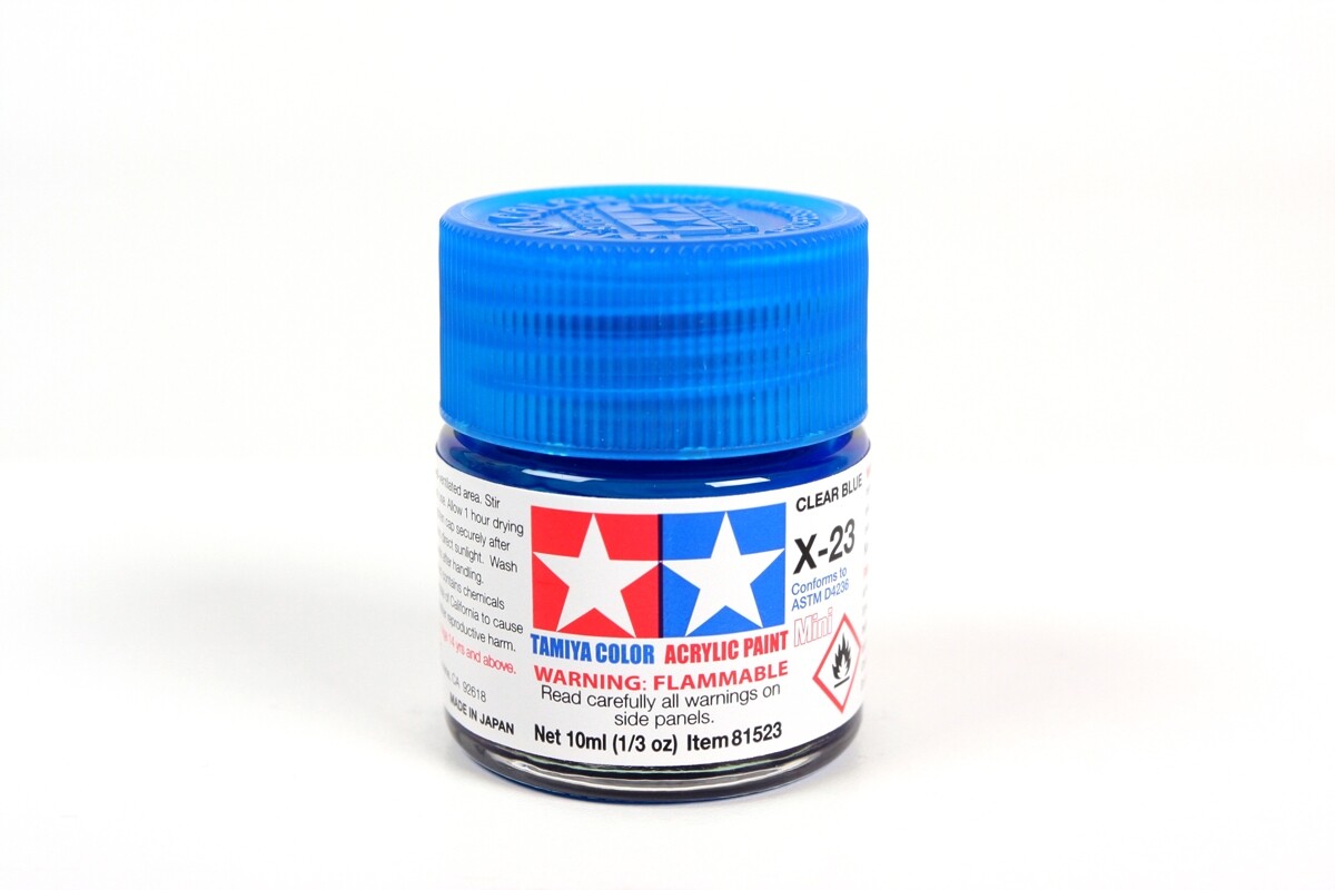 Tamiya 81523 Acrylic Mini X23 Clear Blue Paint (10ml)