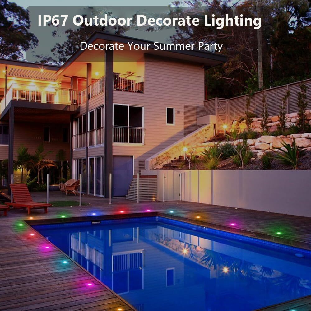 30Pack 1.22" Low Voltage WiFi RGBW+IC Dynamic Recessed LED Deck Light Waterproof