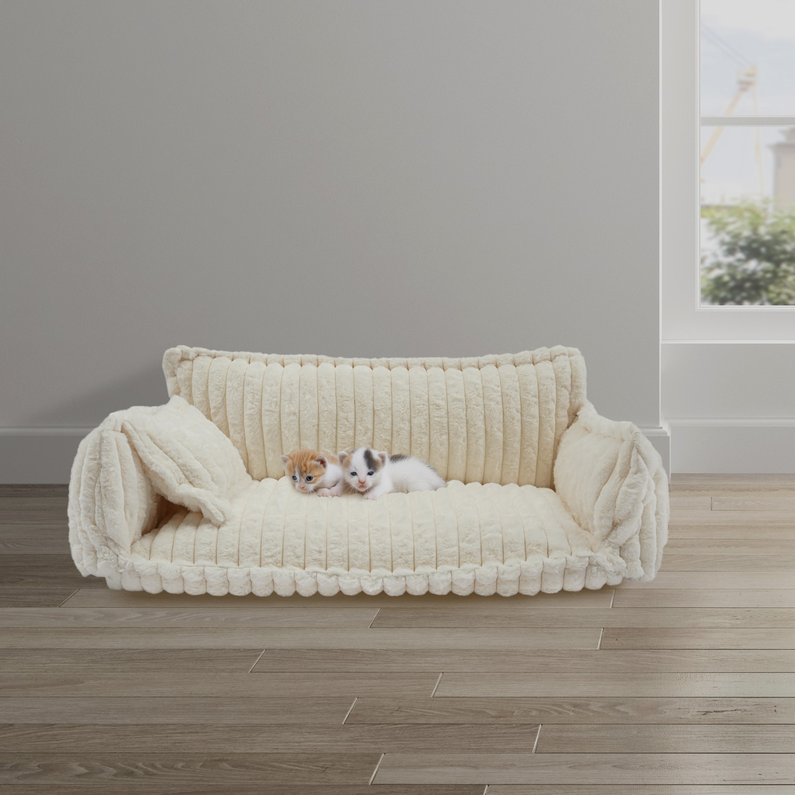 Pet Couch with Removable Washable Cover, Pet Couch Bed for Dog and Cat, Calming