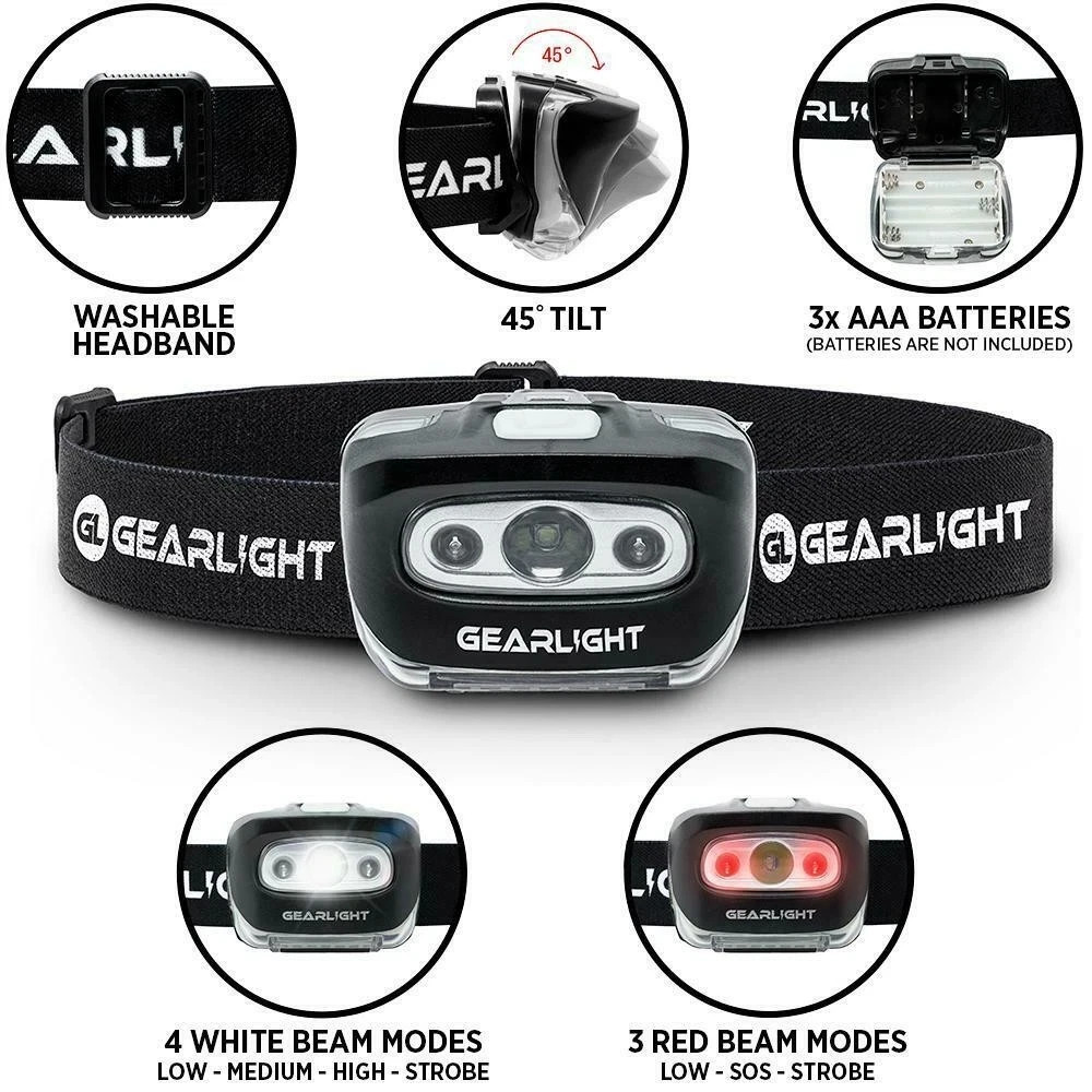 GearLight Headlamp Flashlight S500 LED Multiple Modes 2 Pack