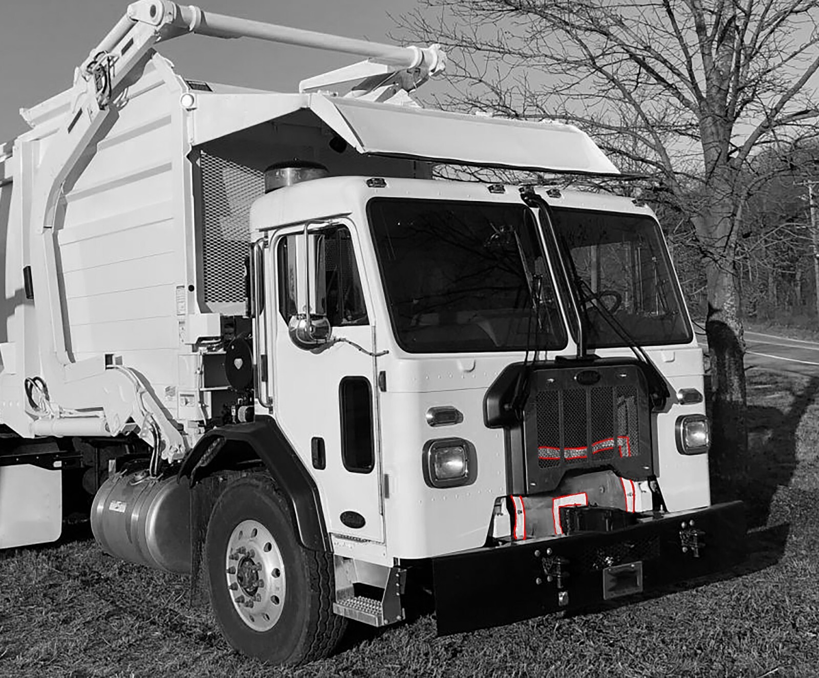 GrilleAdz Peterbilt 320 520 WITH PTO Cutout SHORT Premium Bugscreen Trash Screen
