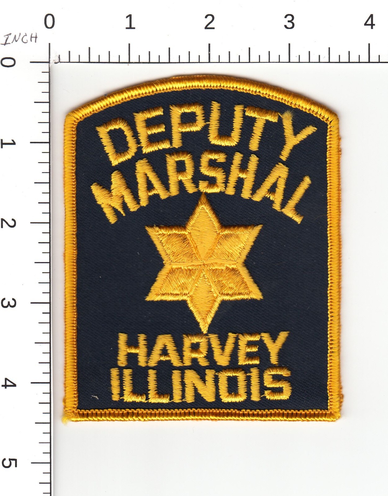 DEPUTY MARSHAL HARVEY ILLINOIS VINTAGE ORIGINAL CC BACKING POLICE PATCH