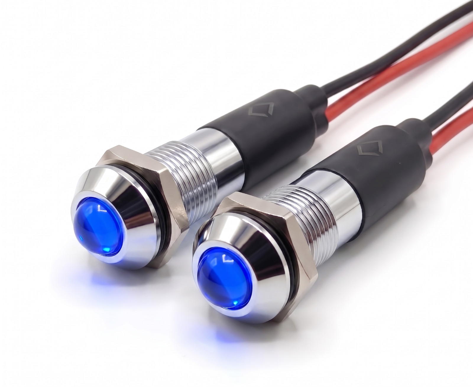 PL8B-B ATI 8mm 12V Blue LED Metal Indicator Pilot Dash Light (Pack of 2)