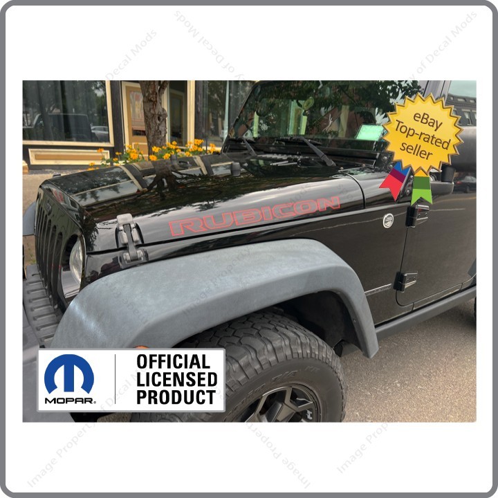 JL STYLE FOR JK 2x Jeep Wrangler RUBICON Hood Decals Stickers  Red Black FJ1T9