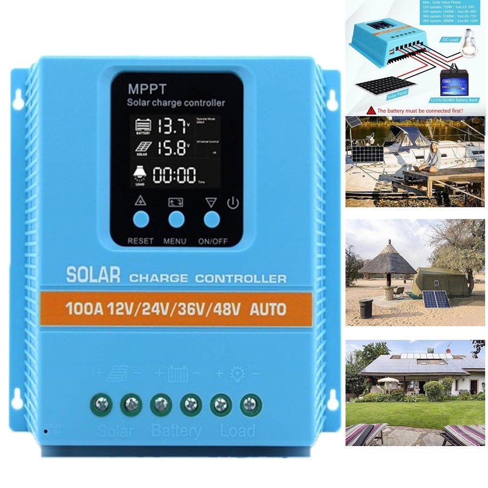 100A MPPT Solar Charge 4800W Controller 12V/24V/36V/48V Battery PV Regulator US