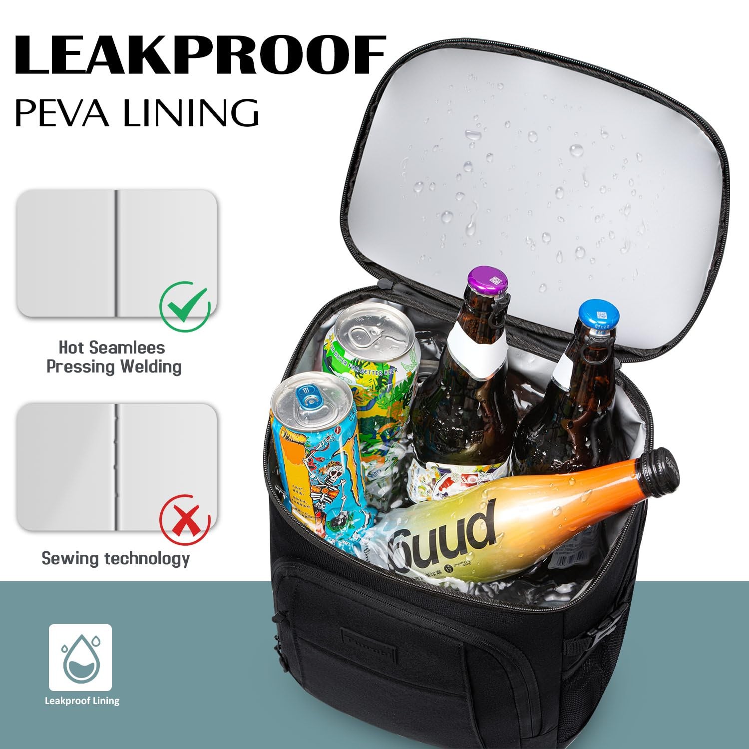 Tuwubi Cooler Backpack 35 Cans, Coolers Insulated Leak Medium, Black
