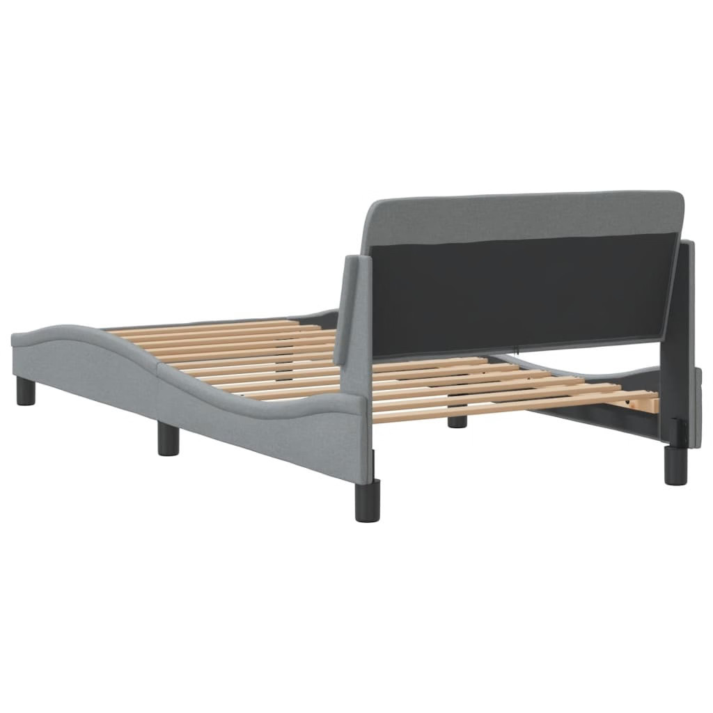 Bed Frame "Dover" Light Gray 39.4"x74.8" Fabric