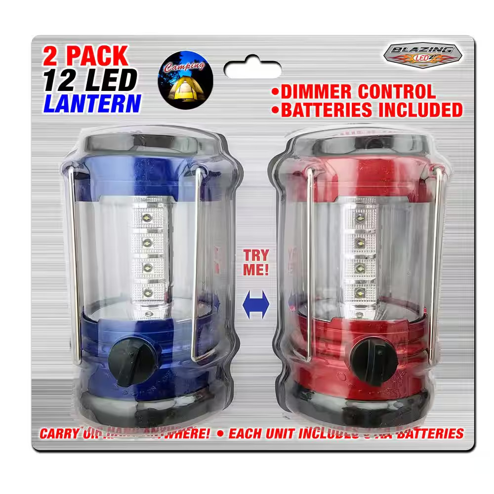 NEW Battery Powered LED Camping Lantern Set 12 Lights Each 2 Pack for Outdoors B
