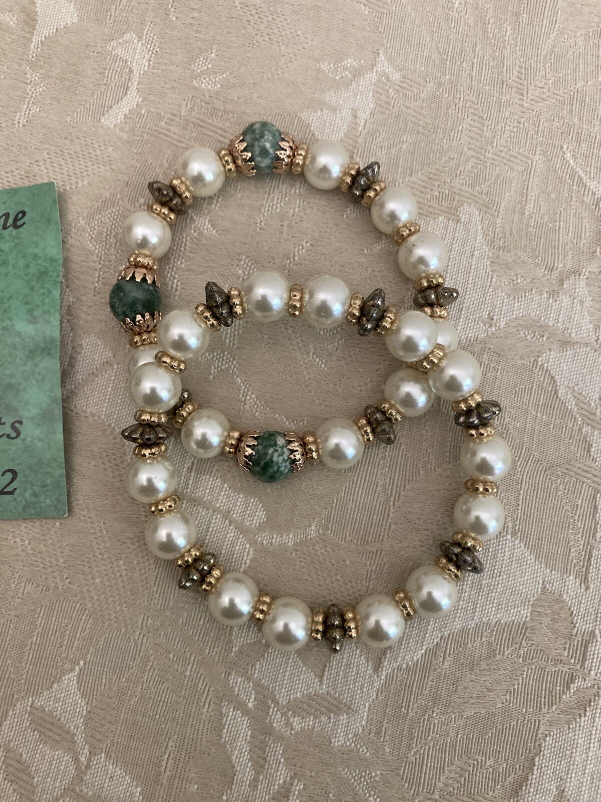 Genuine Green Zebra Jasper Bracelets, Set of 2