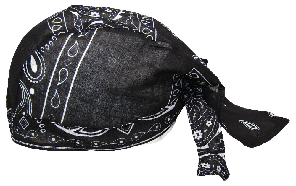 Black Paisley Printed Do Rag Doo Rag Skull Cap Head Wrap
