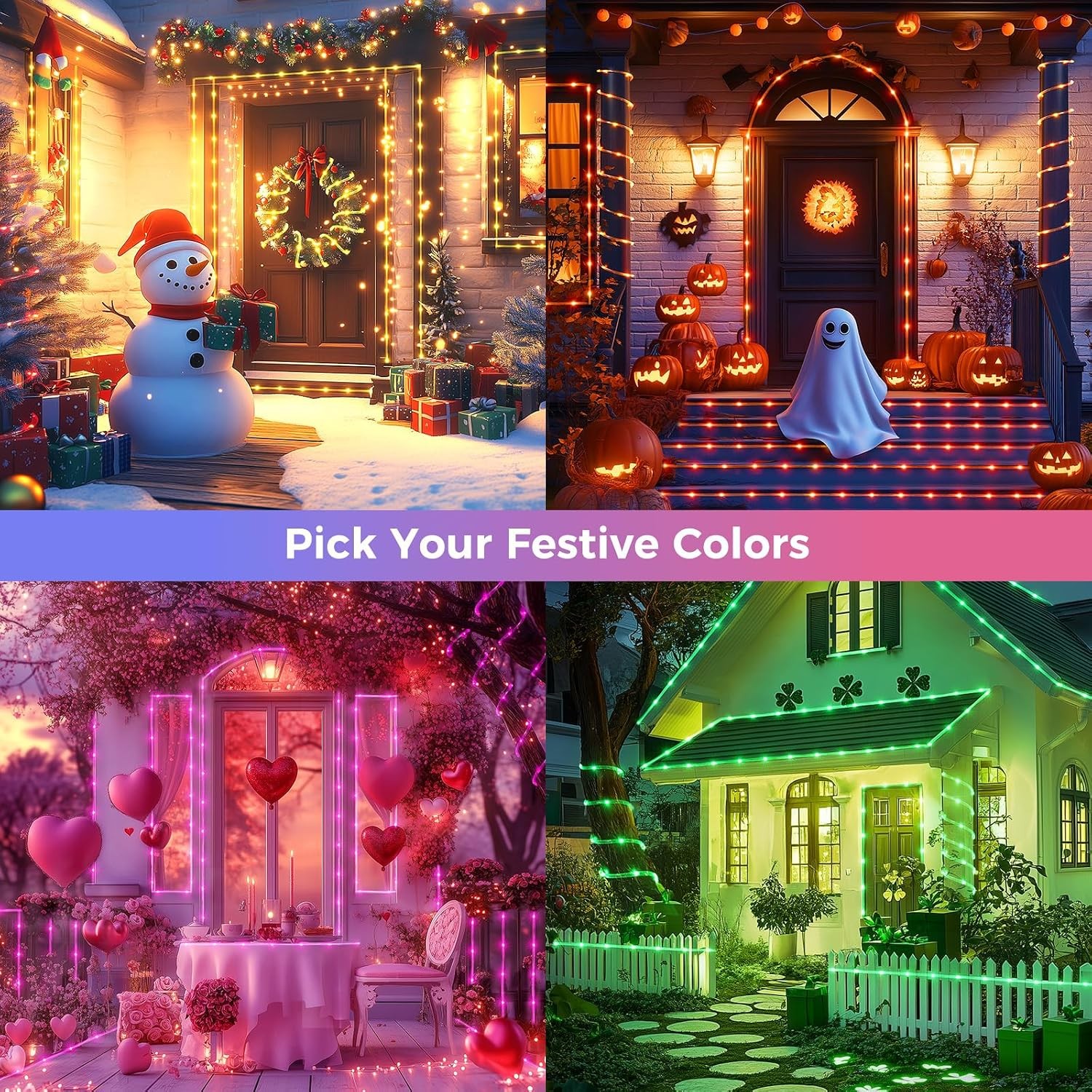 Color Changing Rope Lights Outdoor 33FT 100 LED String with Plug & Remote