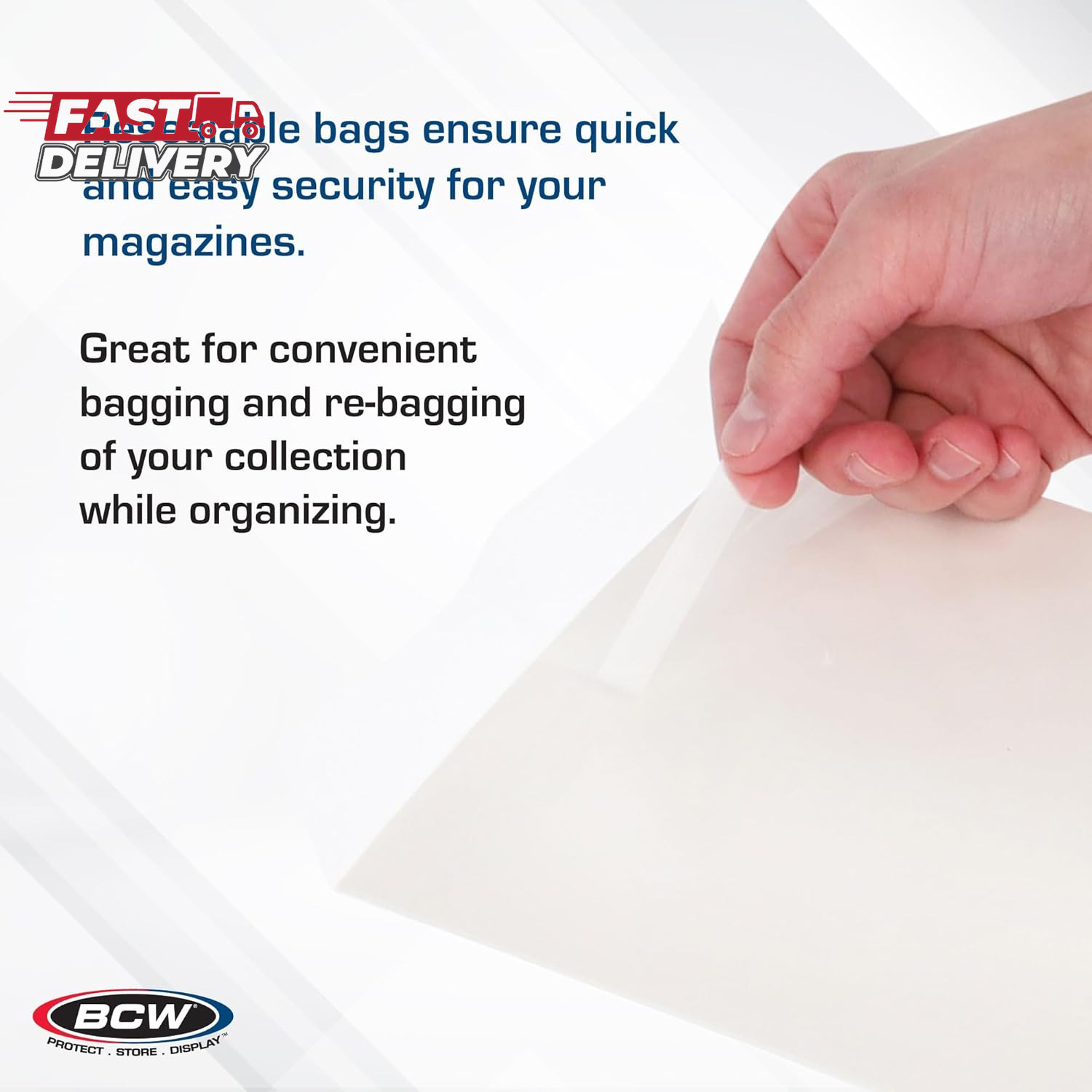 BCW Resealable Magazine Bags - 1 Pack of 100 | Acid-Free, Clear Polypropylene Sl