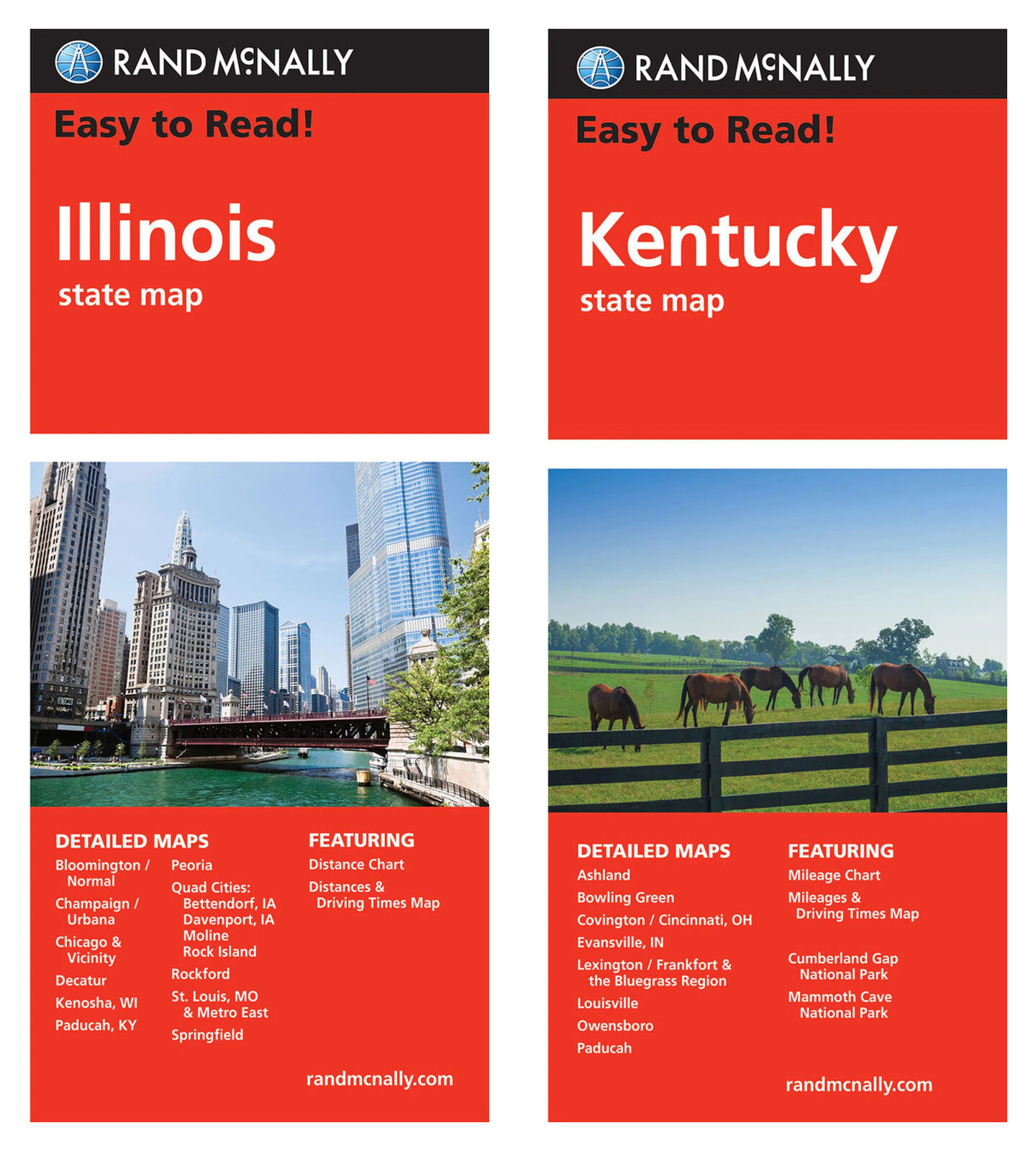 Rand McNally State Maps: Illinois and Kentucky (2 Maps)