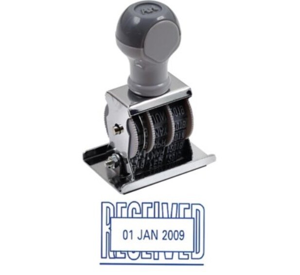 2020-2030 Text Received Rubber Stamp Date Month Year Wheel Stamper Office