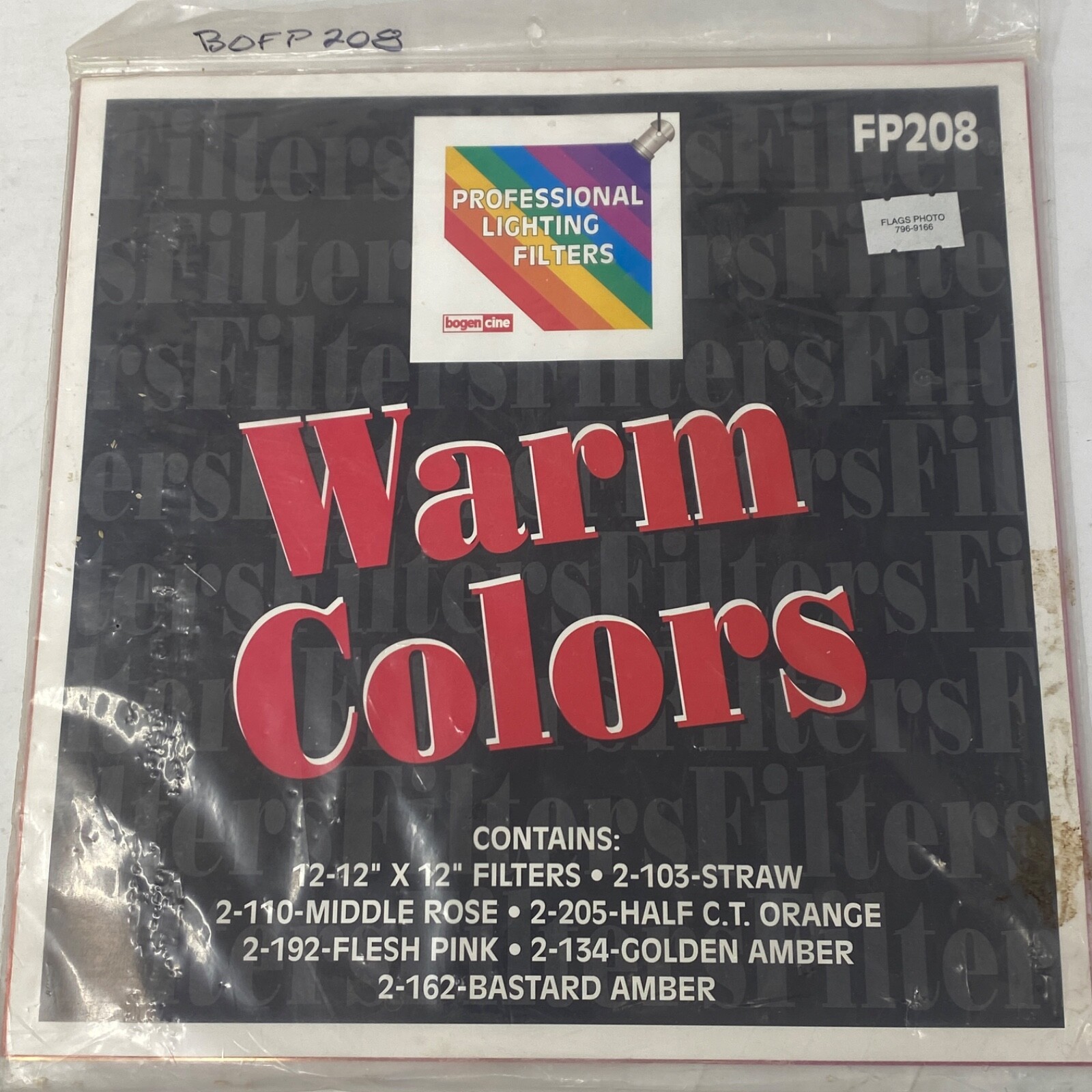 Professional Lighting Filters Bogen Cine Warm Colors FP208 12"X12"