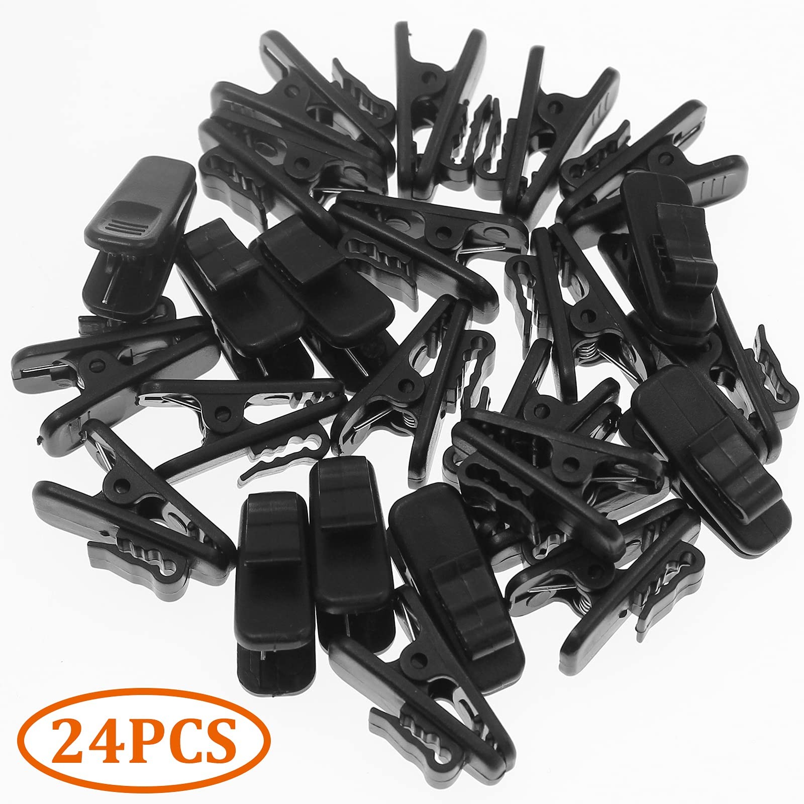 Clips for Earphone Wire, 24 Pack, Black