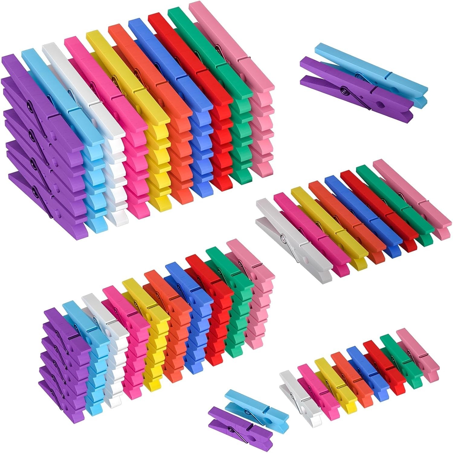 128 Pcs Colored Clothespins 10 Color, Colored Clothes Pins Wooden (68 Pcs 2.9 In