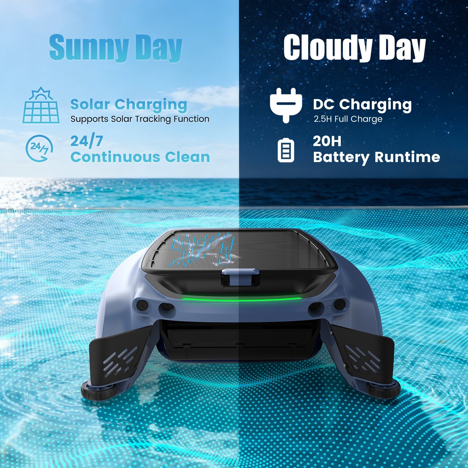 AIRROBO SP200 Solar Powered Robotic Pool Skimmer Automatic Pool Cleaner Robot