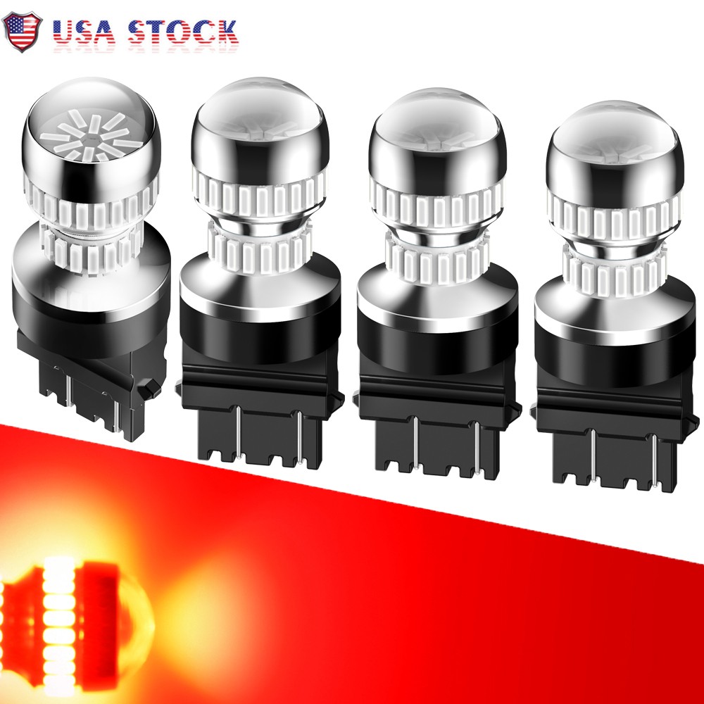 4X 3157 3057 3156 Red Strobe LED Brake Tail Light Bulbs Blink Flash For Chevy