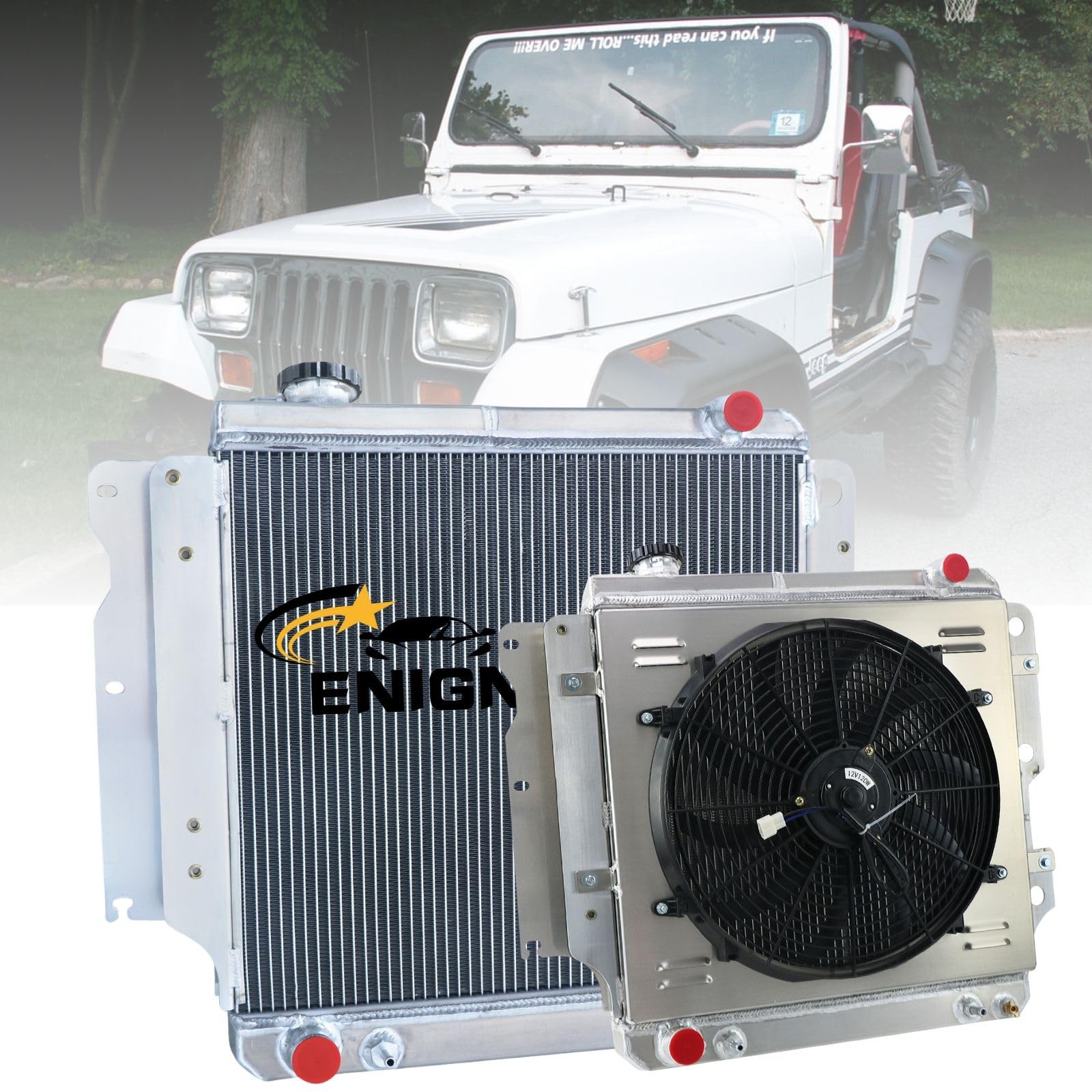 3 Row Aluminum Radiator Shroud Fan Relay for 1987-2006 Wrangler YJ TJ Rubicon