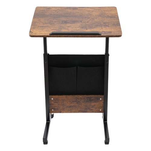 Rolling Laptop Desk Adjustable Height Computer Table Stand up Office w/ Storage