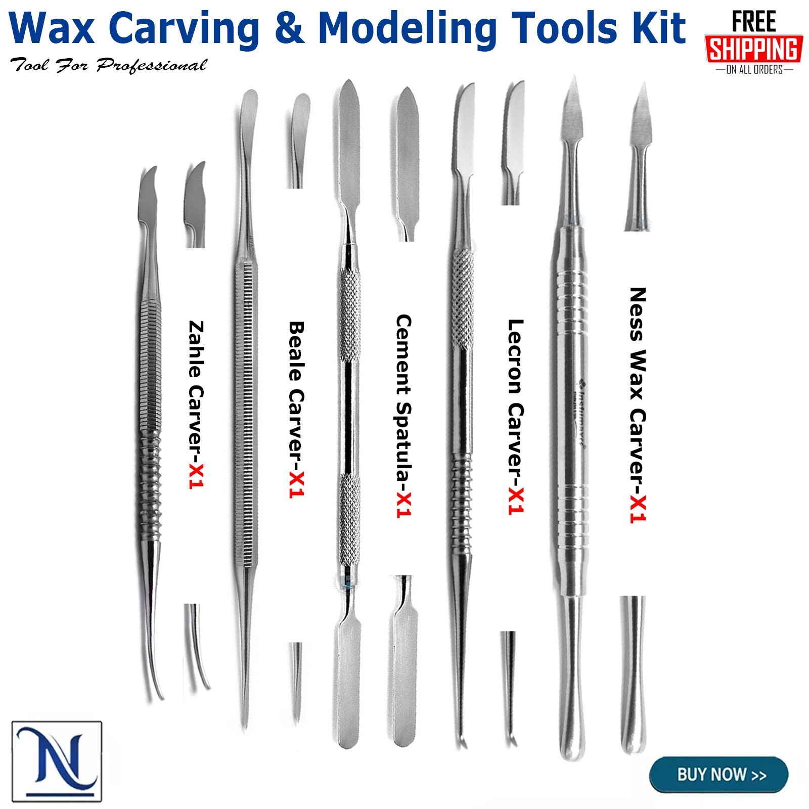 Dental Carvers Carving Zahle Beale Lecron Cement Spatula Ness Wax Set Laboratory
