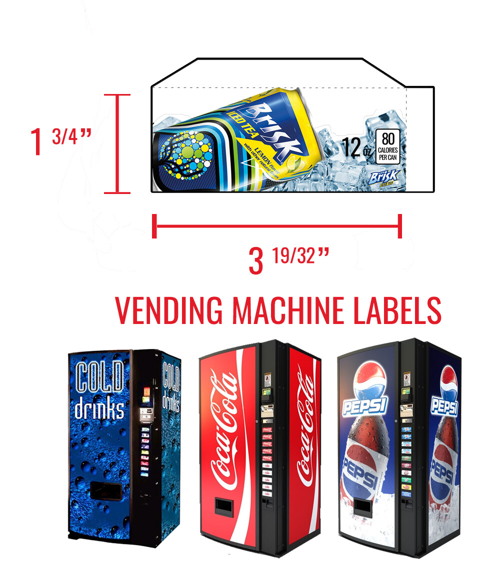 (7) Dixie Narco 501e - Vend Labels - Flavor Strips - Grape Soda - Sprite