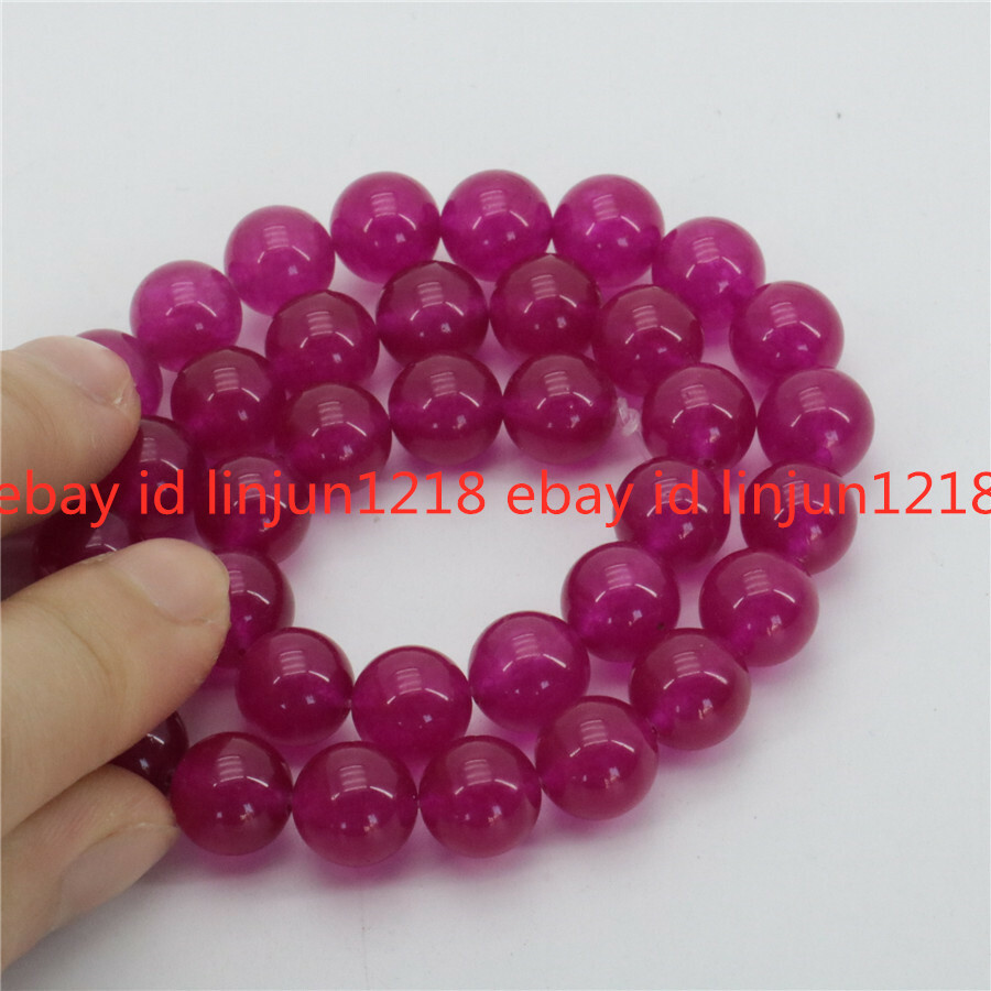 Natural 10mm Rose Red Jade Gemstone Round Loose Beads 15''