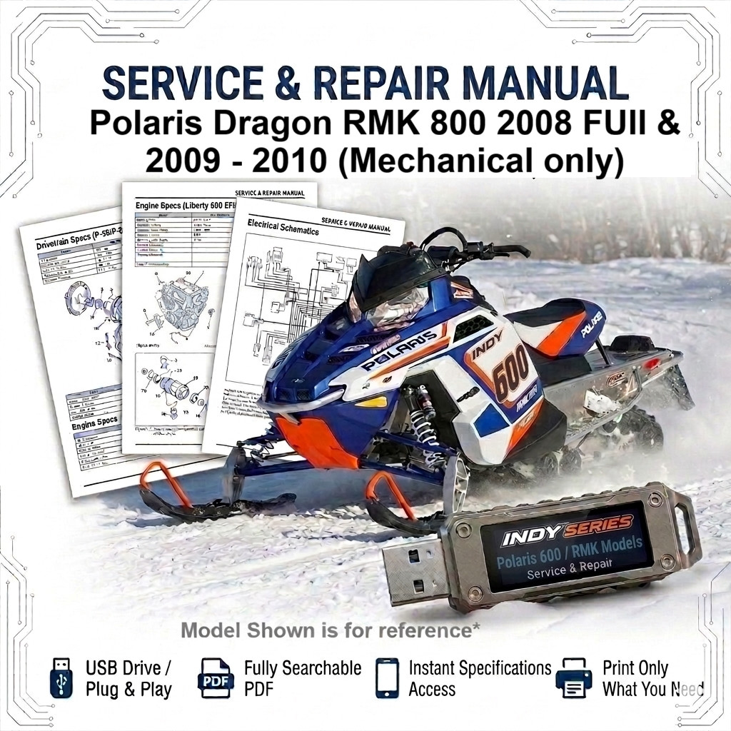 POLARIS DRAGON RMK 800 2008 2009 2010 SERVICE REPAIR SHOP MANUAL USB