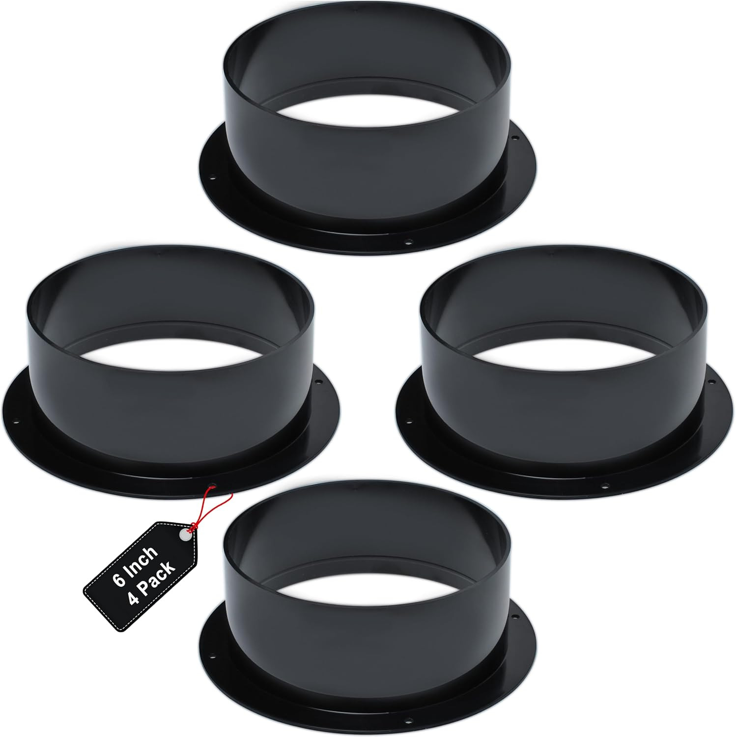 6 Inch Duct Connector Flange (4 Pack), ABS Quality Heating Cooling Ventilation