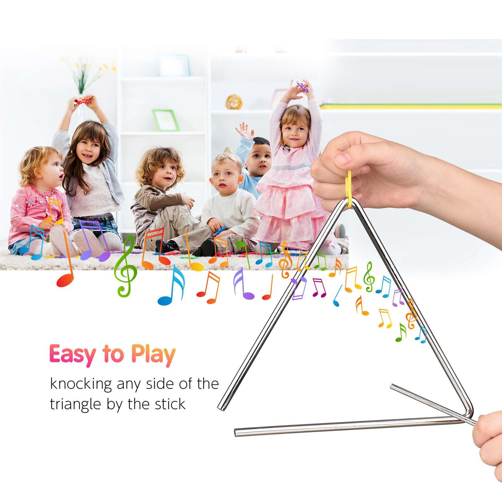 10 Inch Triangle Percussion Instrument With (Min Order 10 Pcs)