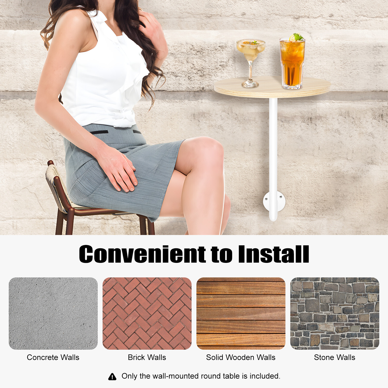 Simple commercial milk tea shop coffee house wall-mounted small round table