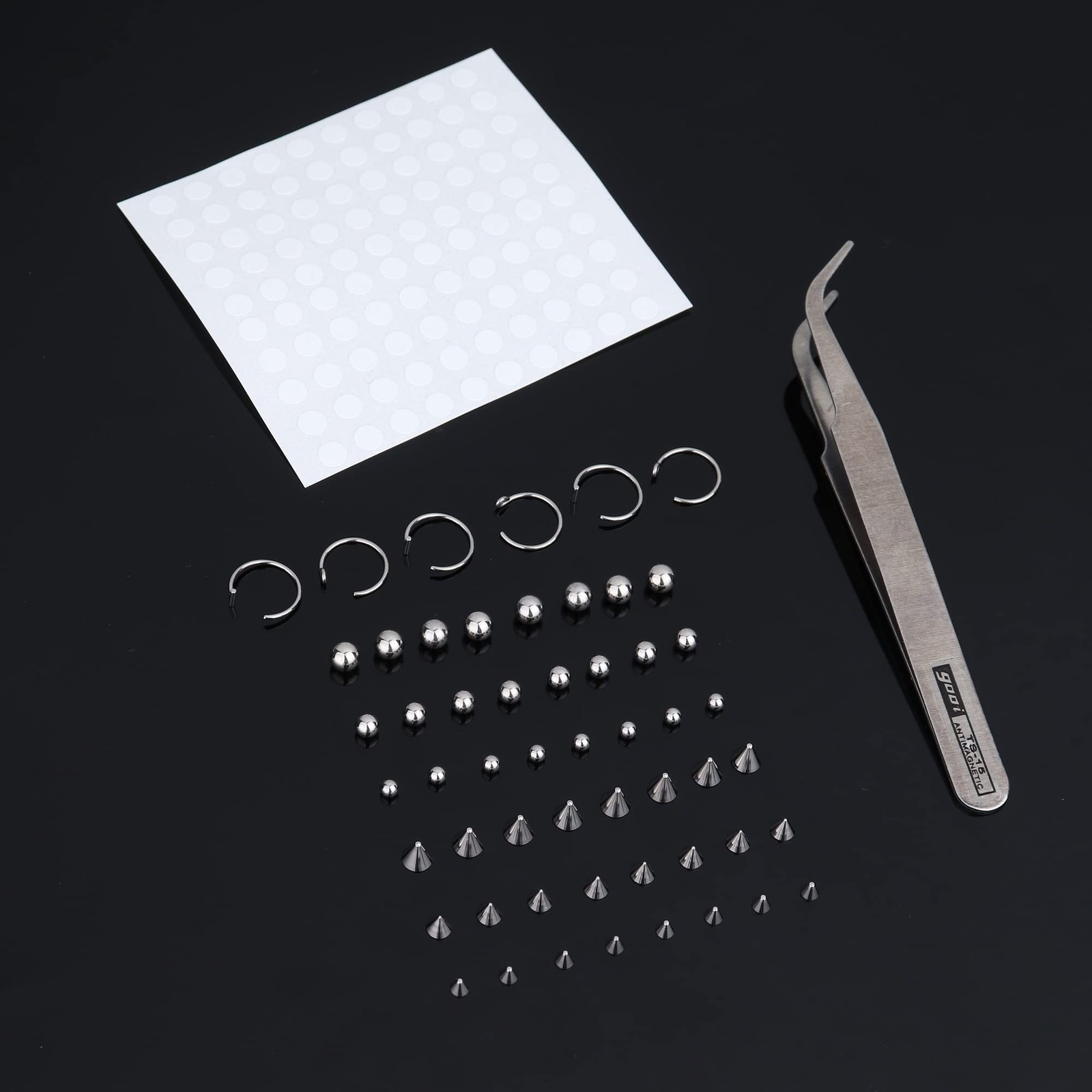 TEN MIRO Fake Eyebrow Ring Lip Labret Studs Replacement Balls Silver