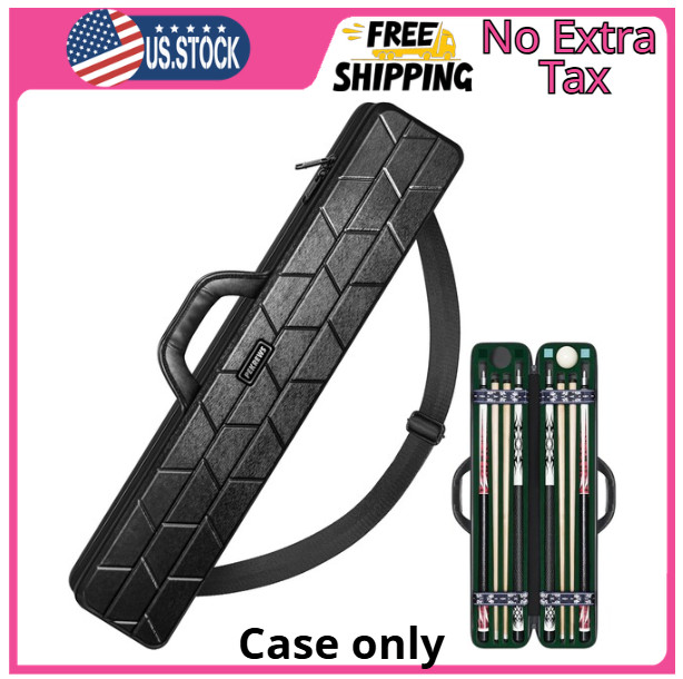 Pool Cue Case, Hard Shell Pool Stick Case 4X4 with 10 Padded Slots, Heavy-Duty B
