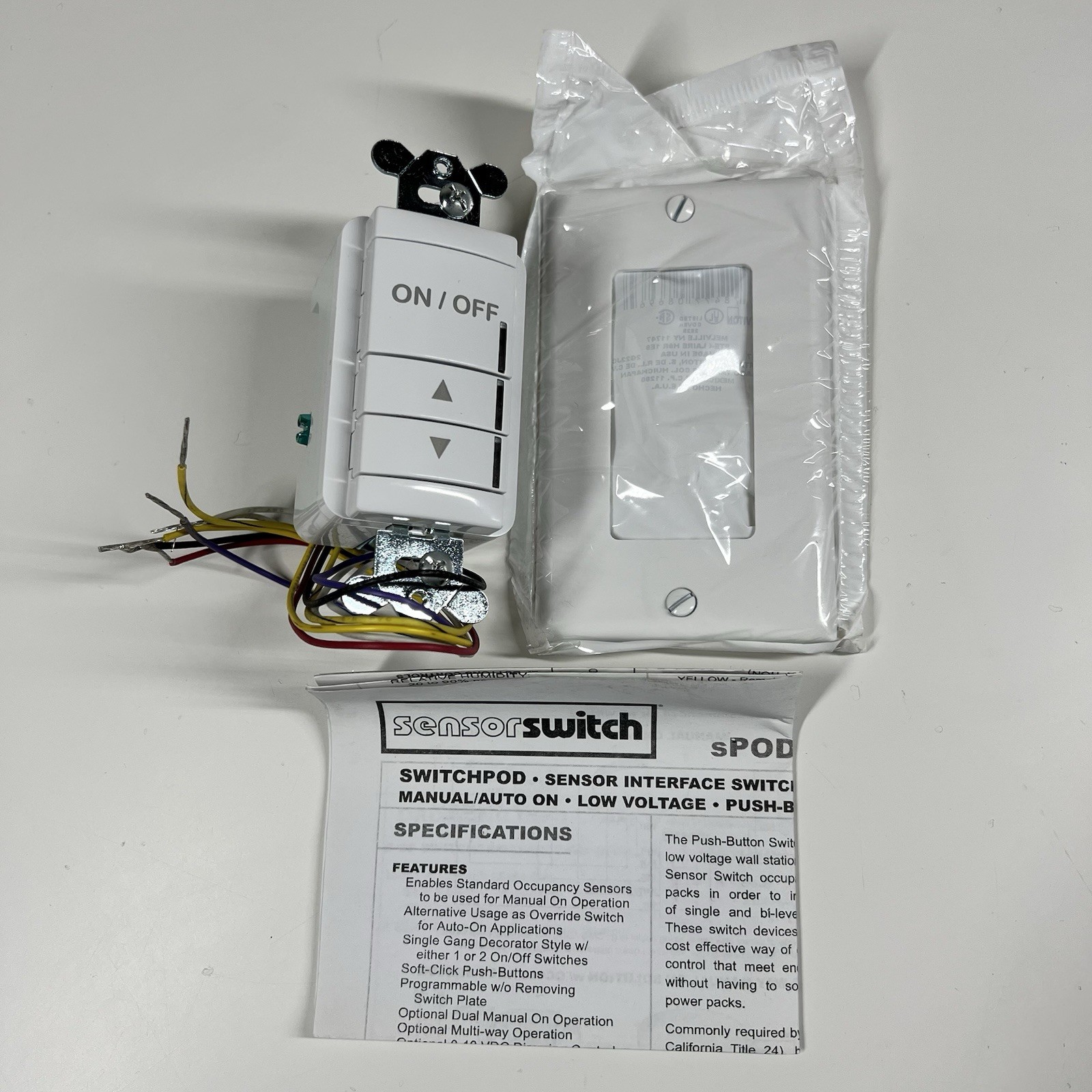 Acuity Controls Sensor Wall Switch SPODM D 3X WH White Interface SwitchPod New