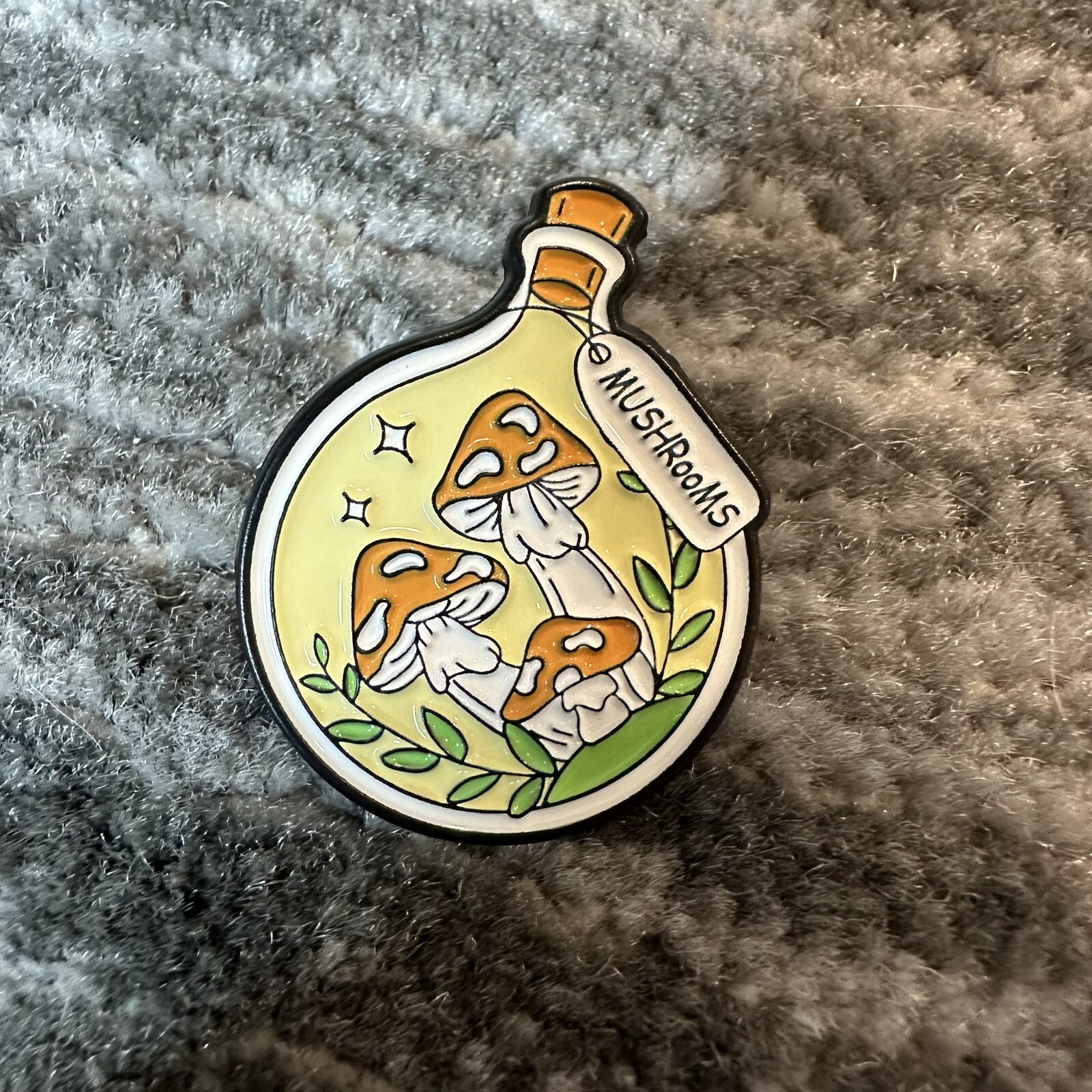 Enamel Pin Mushrooms Jar Orange Brooch Backpack Cottage Core Folklore Mush New
