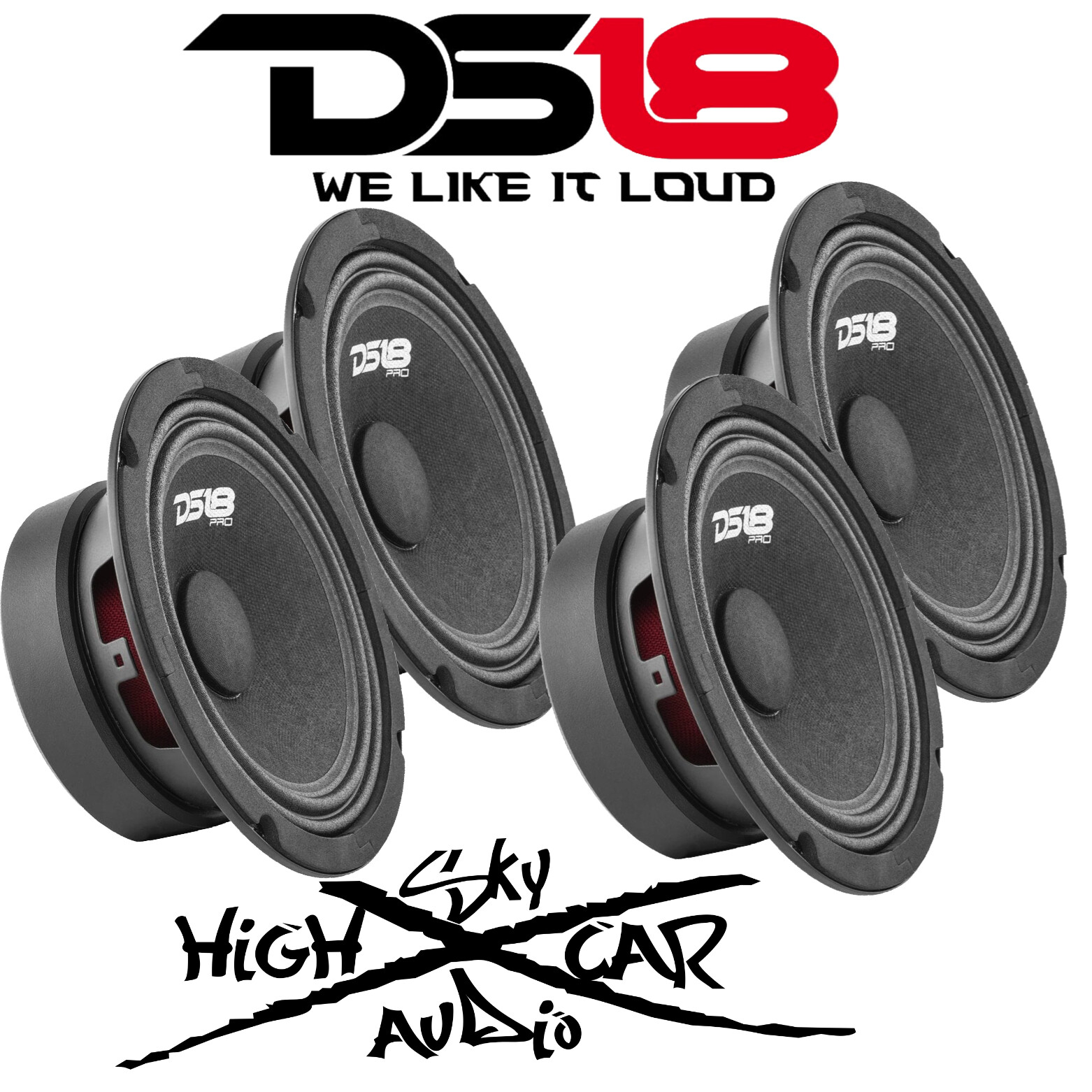 4 Pack DS18 PRO-GM6.4 6.5" Midrange Speakers 4 Ohm 1920W Max Mid Range Car Audio
