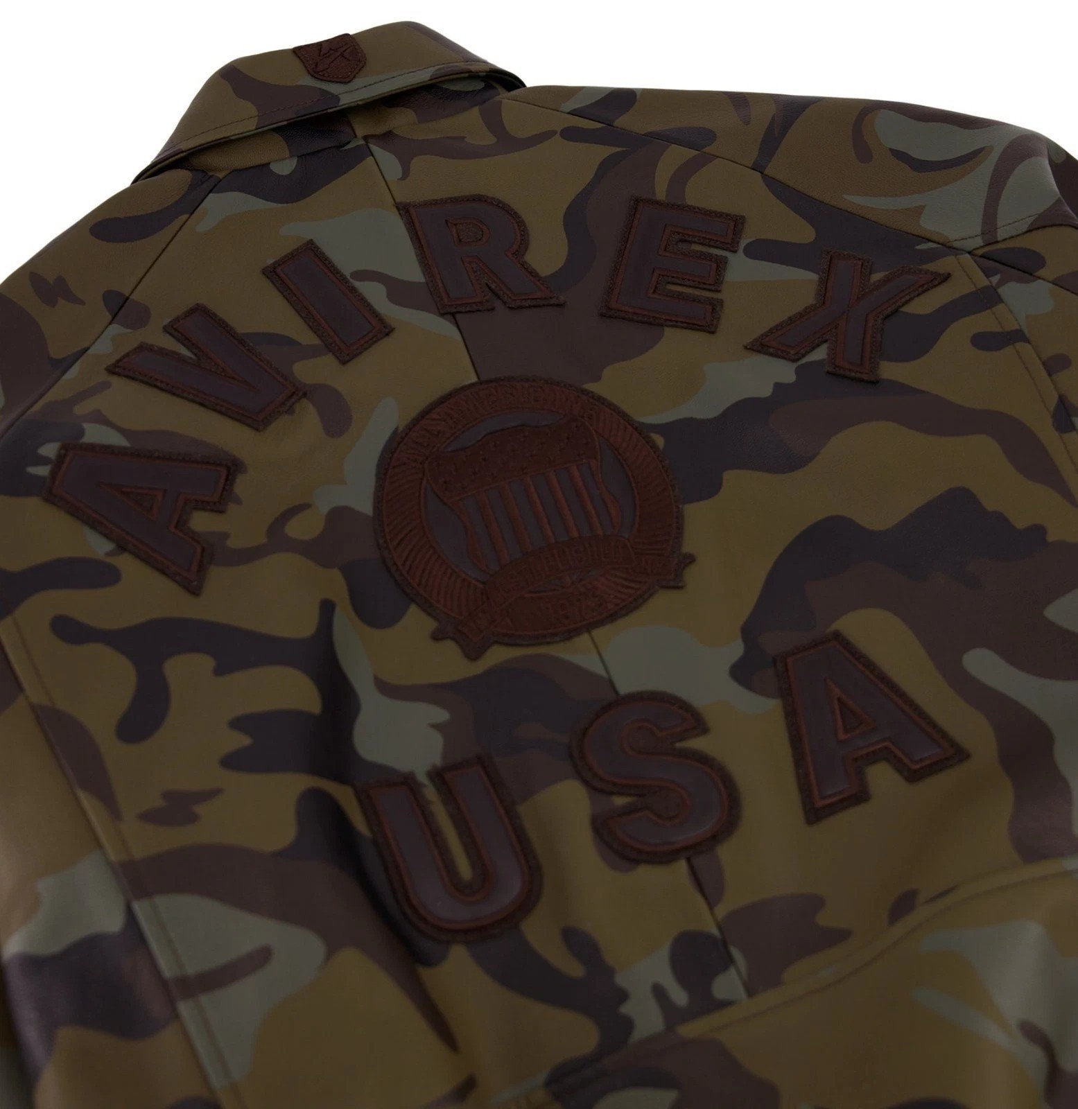 Men's Avirex USA CAMO ICON Limited Edition Flight Bomber Cowhide Leather Jacket