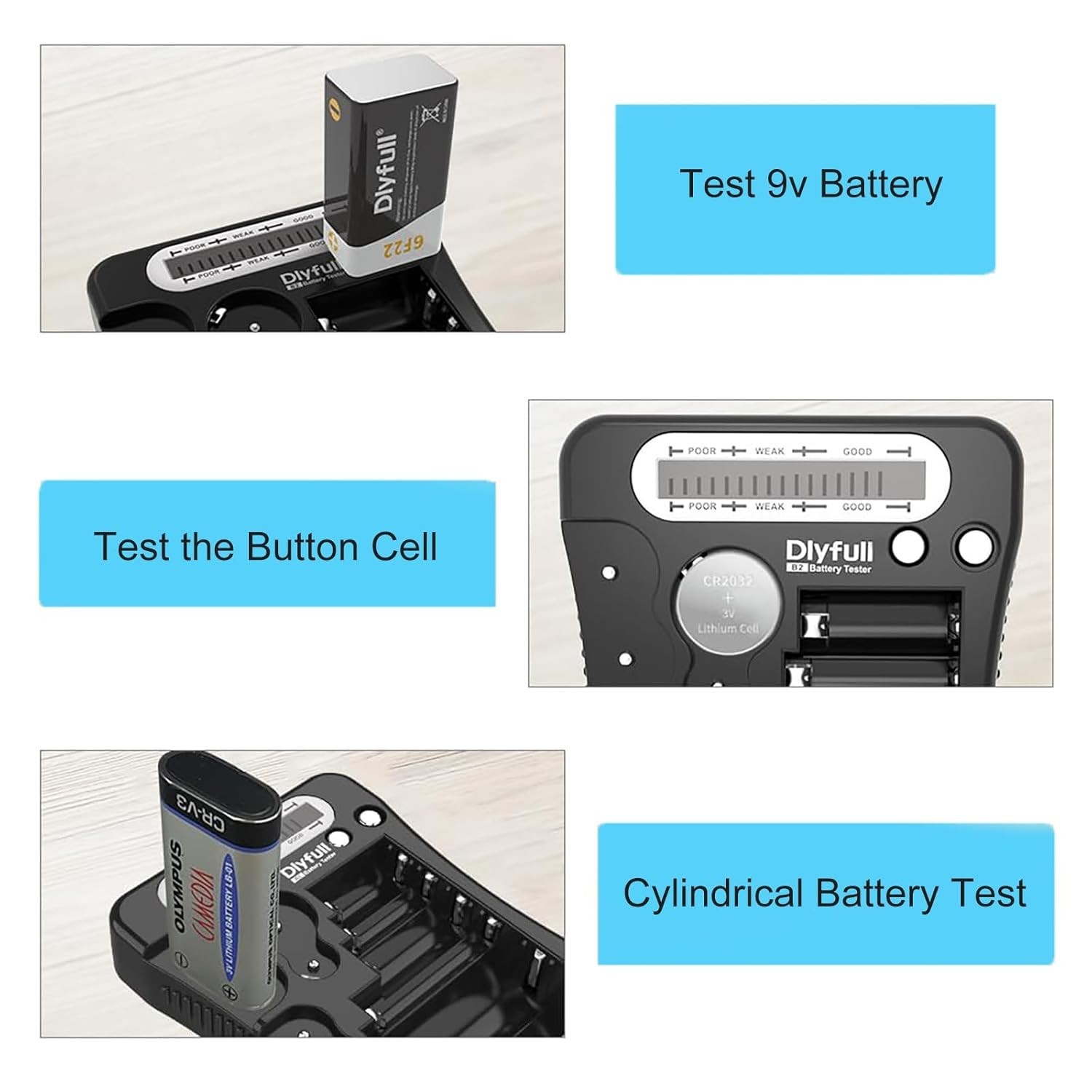 Universal Battery Tester with LCD Display - Quick Identification for All Types