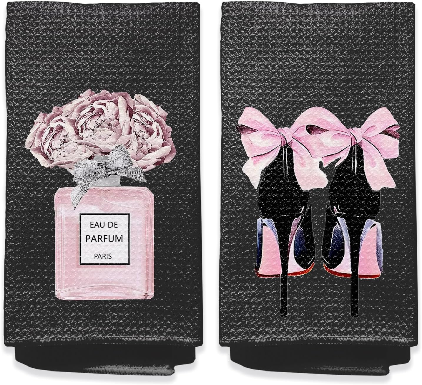 Black and Pink Bathroom Towels Pink Bathroom Accessories Set of 2 Black Bath ...