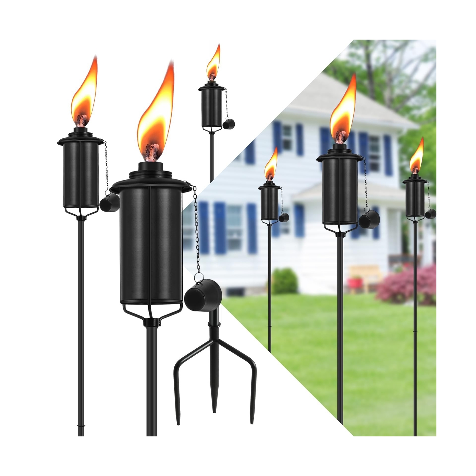 Home Garden Torch Set of 6, 16oz Outdoor Metal Torch Garden Décor,59-Inch U