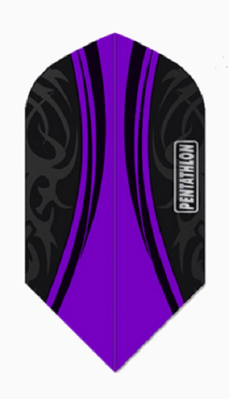 PENTATHLON Purple Swoosh Slim Dart Flights - 100 Micron - 5 sets (15 flights)