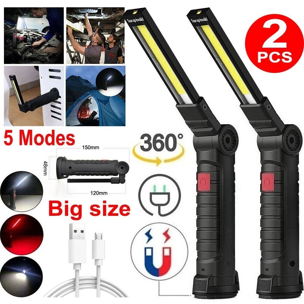 Magnetic Base 360° LED COB Work Light Rechargeable Mechanic Torch Flashlight