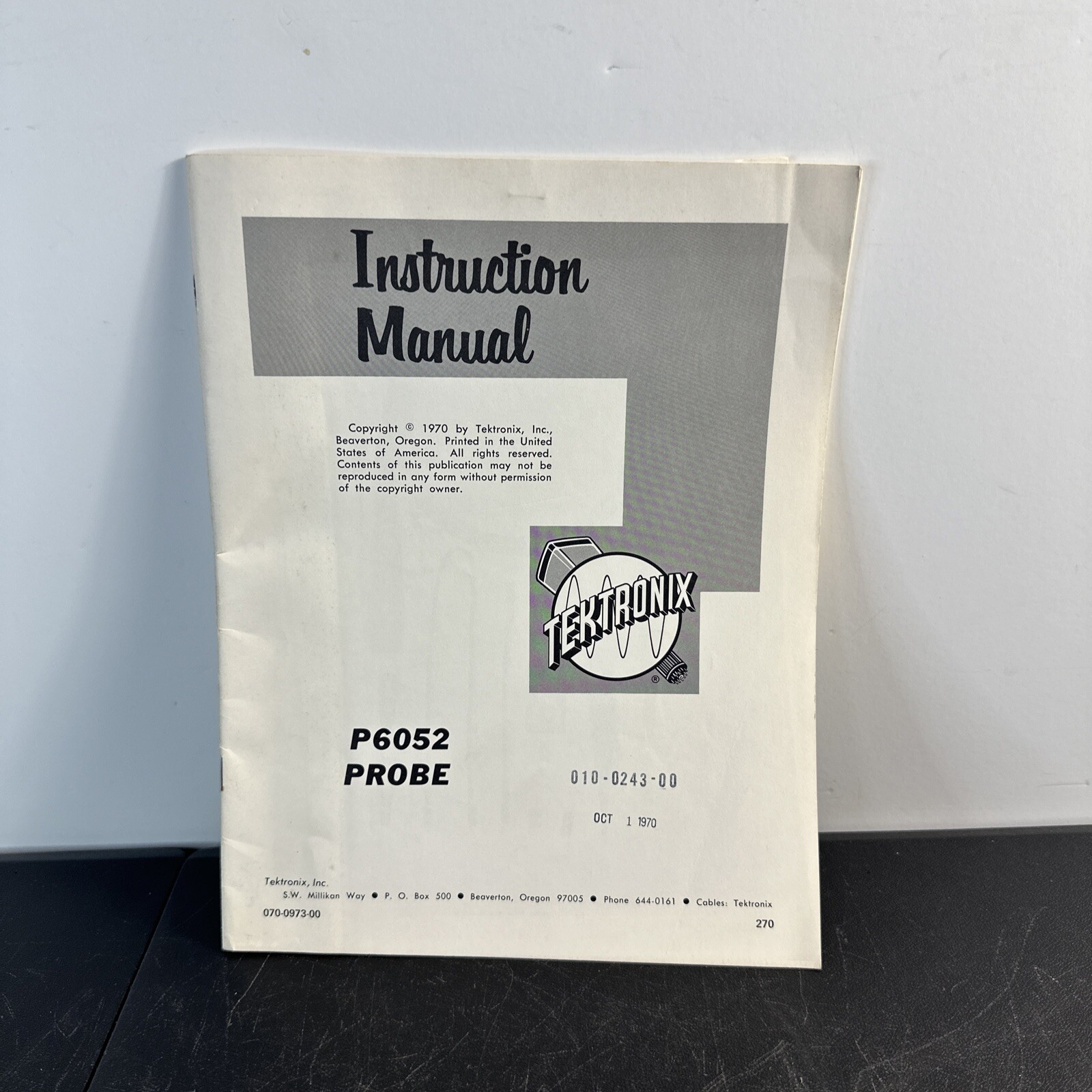 Tektronix P6052 Probe ~ Instruction Manual ~ 070-0973-01