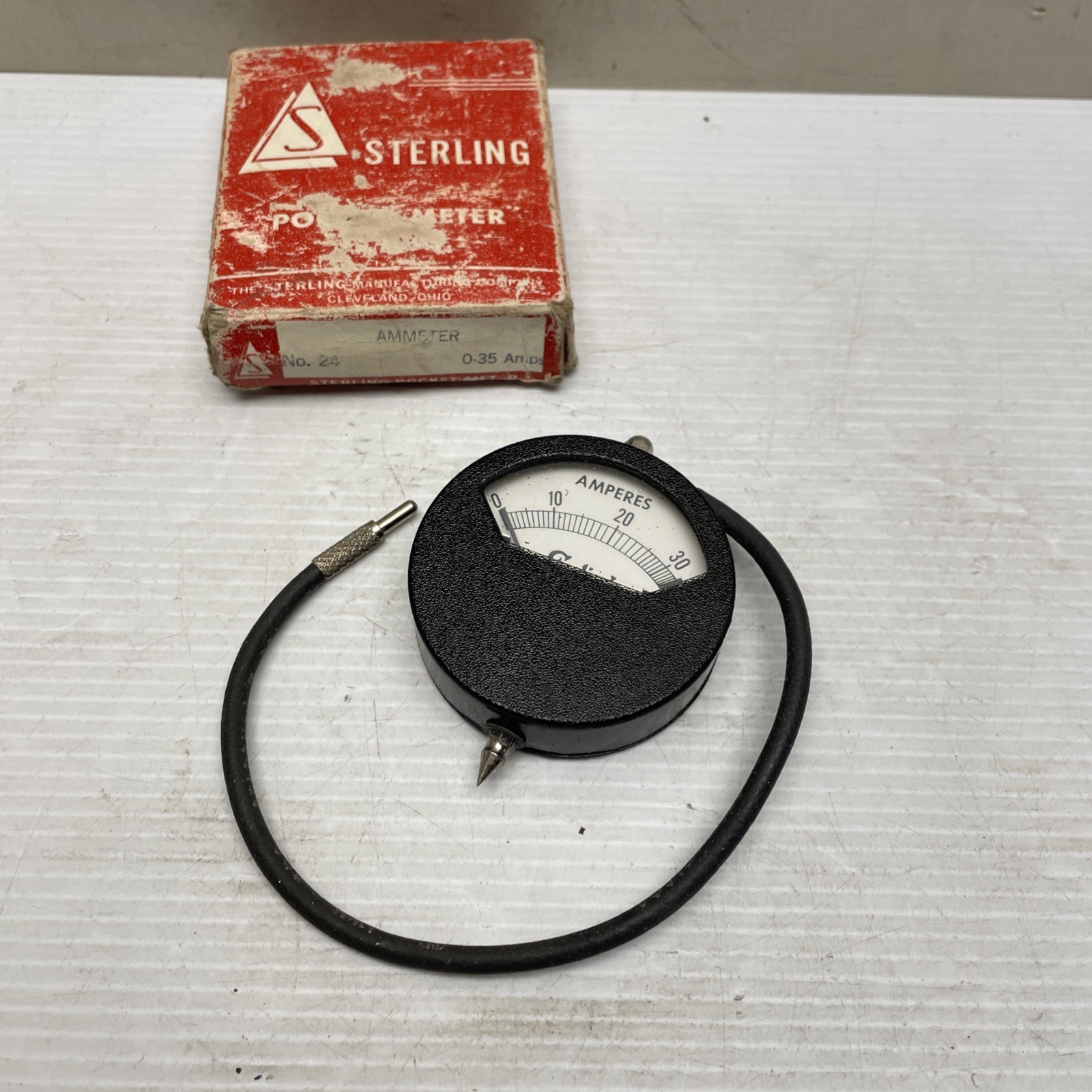Vintage Sterling Pocket Ammeter No 24 0-35 Amps & Box