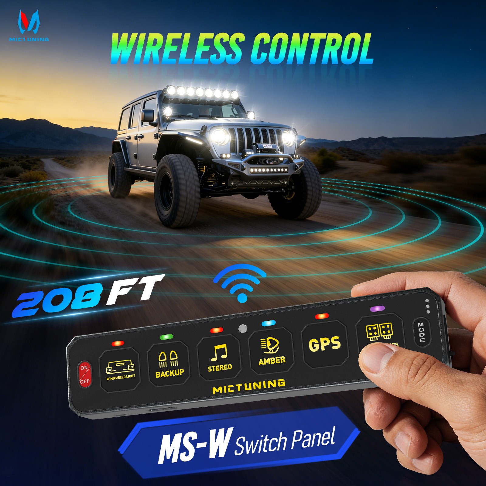 MICTUNING Wireless 6 Gang Switch Panel On/Off LED Relay System Kit 12v/24v Boat