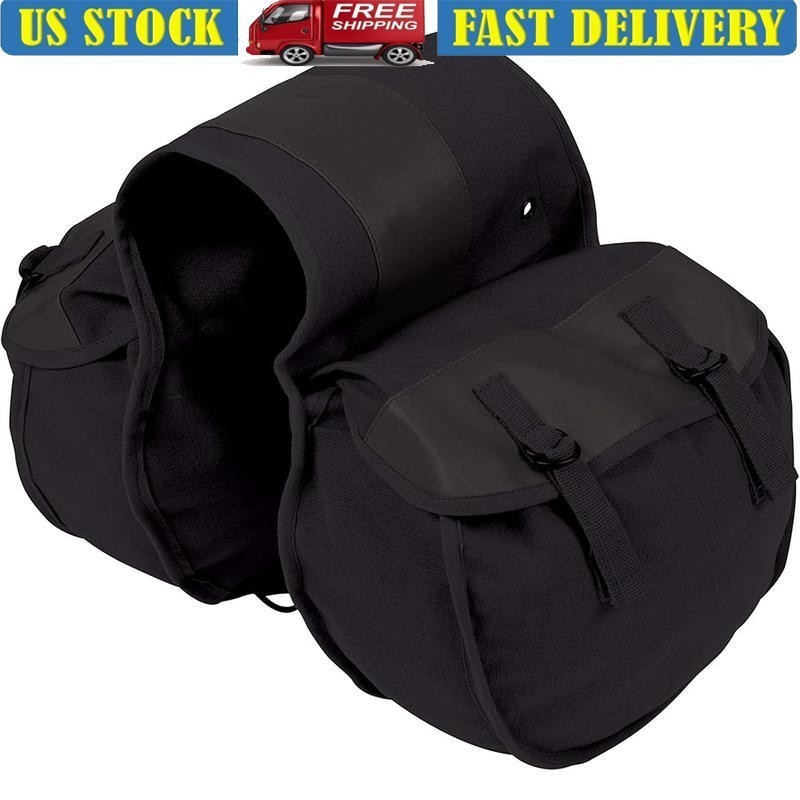 Heavy-Duty Cotton Duck Saddle Bag W/ Large Pockets & Reinforced Stress Points US