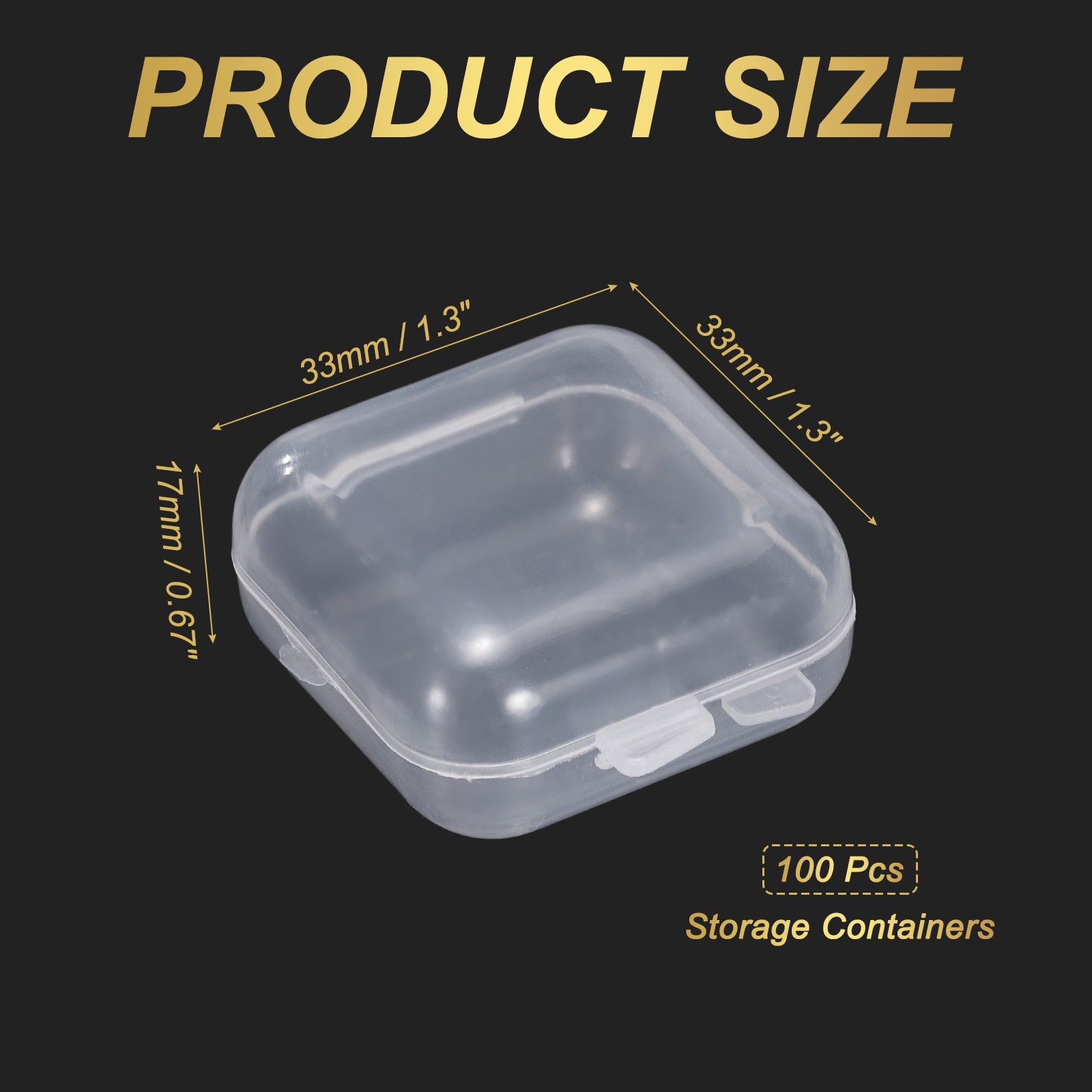 100Pcs Plastic Storage Containers, Storage Boxes(1.3" x 1.3" x 0.67")