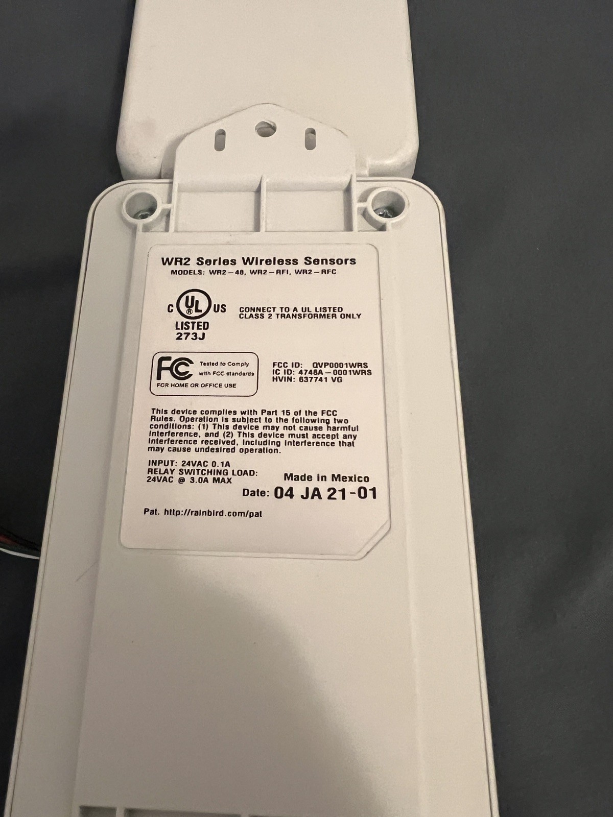 Rain Bird WR2-RFC Wireless Rain Freeze Sensor Replacement Receiver Rainbird